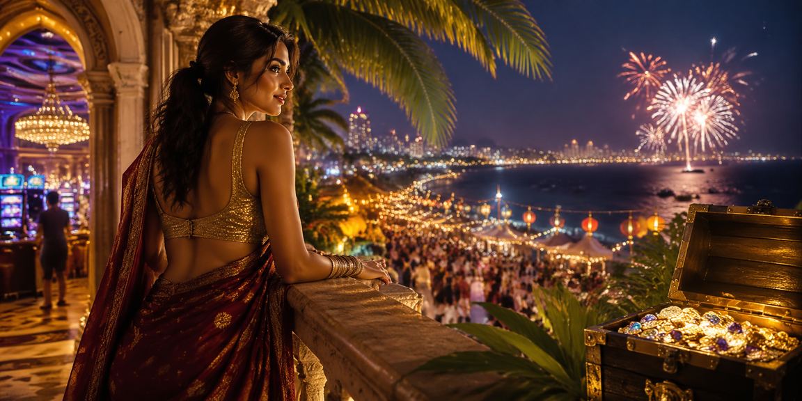 Indian beachside scene with people enjoying sports betting on mobile devices