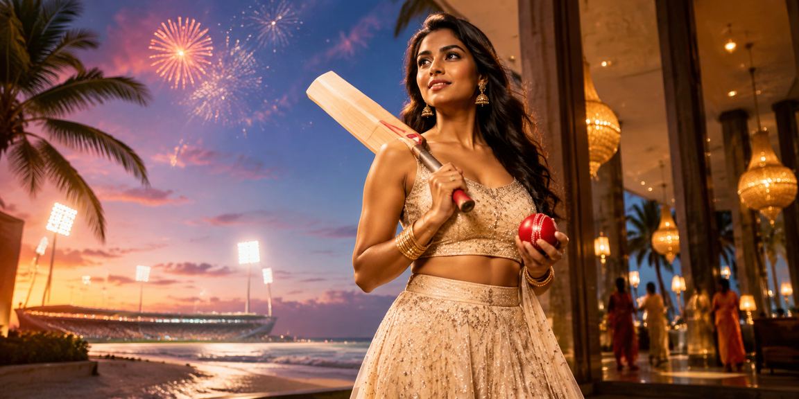 Night cricket betting scene in India with vibrant market