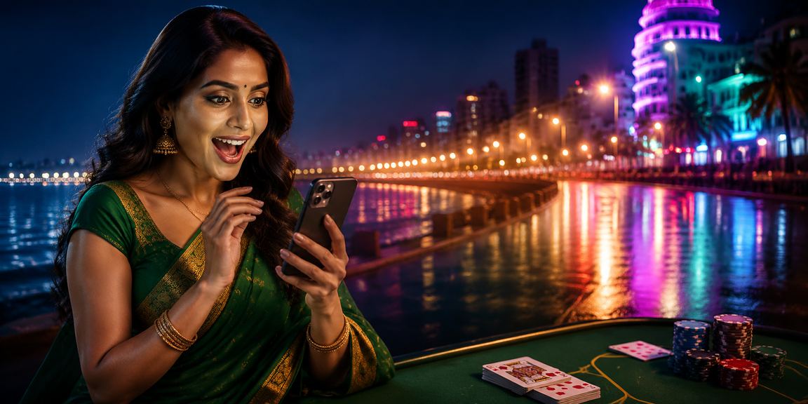Mumbai Marine Drive at night with VIP player enjoying exclusive casino offers